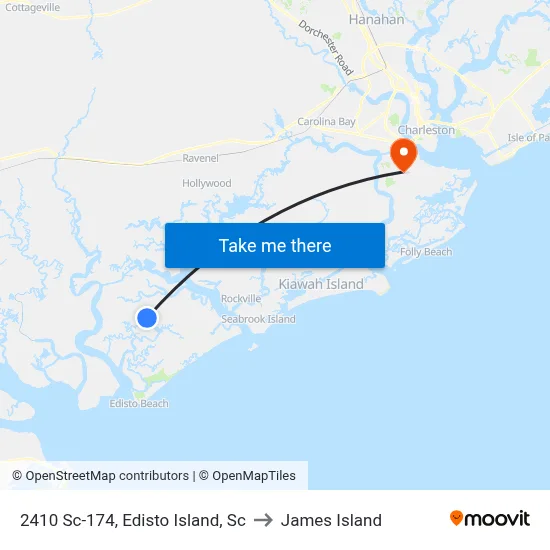 2410 Sc-174, Edisto Island, Sc to James Island map