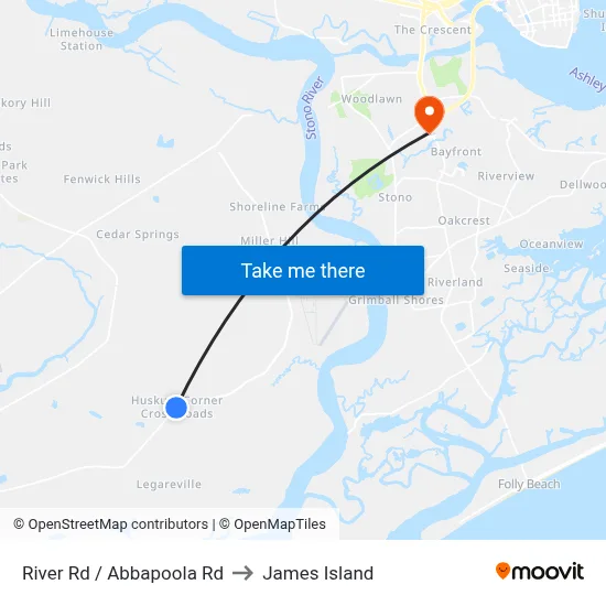 River Rd / Abbapoola Rd to James Island map