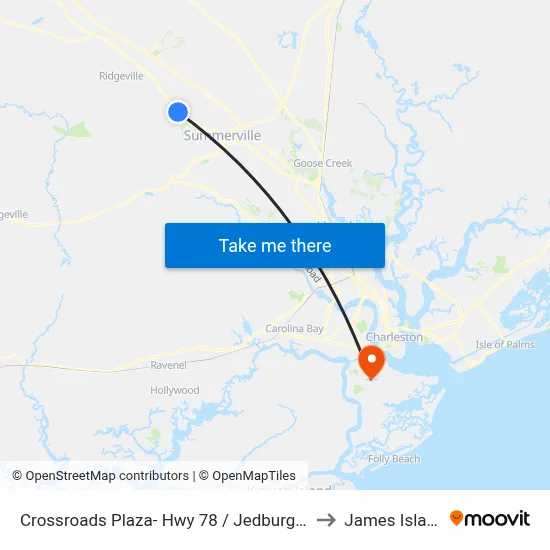 Crossroads Plaza- Hwy 78 / Jedburg Rd to James Island map