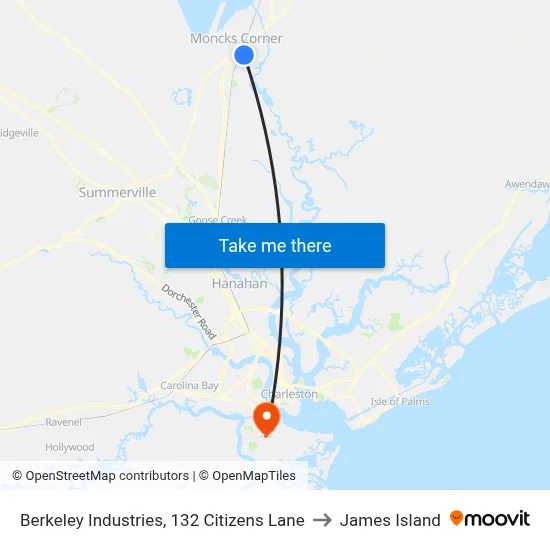 Berkeley Industries, 132 Citizens Lane to James Island map