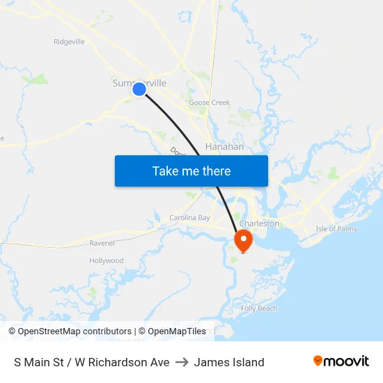 S Main St / W Richardson Ave to James Island map