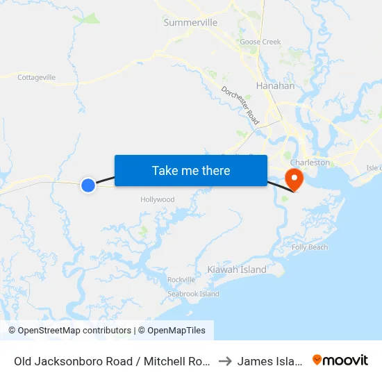 Old Jacksonboro Road / Mitchell Road to James Island map