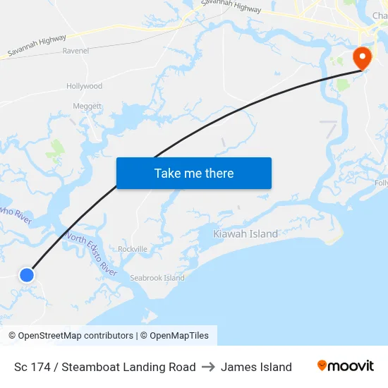 Sc 174 / Steamboat Landing Road to James Island map