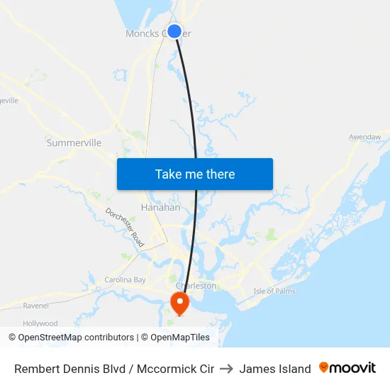 Rembert Dennis Blvd / Mccormick Cir to James Island map