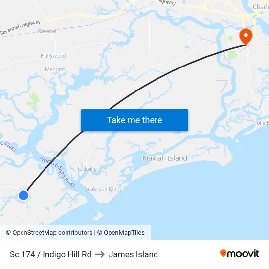 Sc 174 / Indigo Hill Rd to James Island map