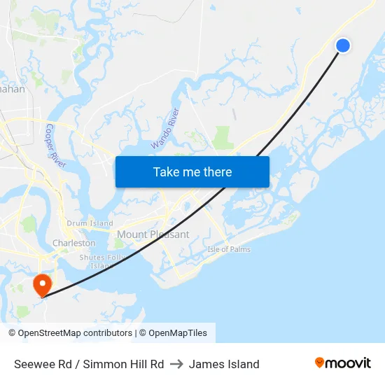 Seewee Rd / Simmon Hill Rd to James Island map