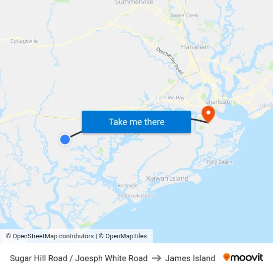 Sugar Hill Road / Joesph White Road to James Island map