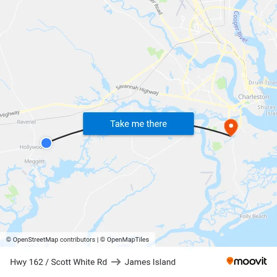 Hwy 162 / Scott White Rd to James Island map