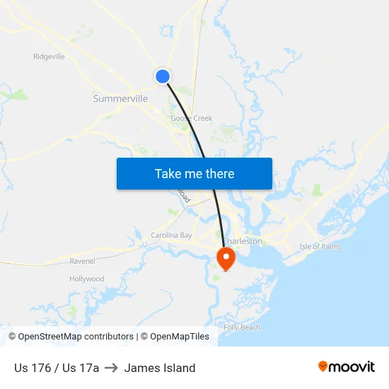 Us 176 / Us 17a to James Island map