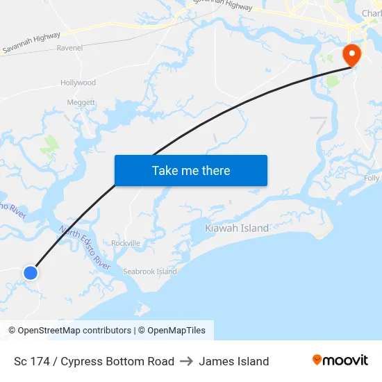 Sc 174 / Cypress Bottom Road to James Island map