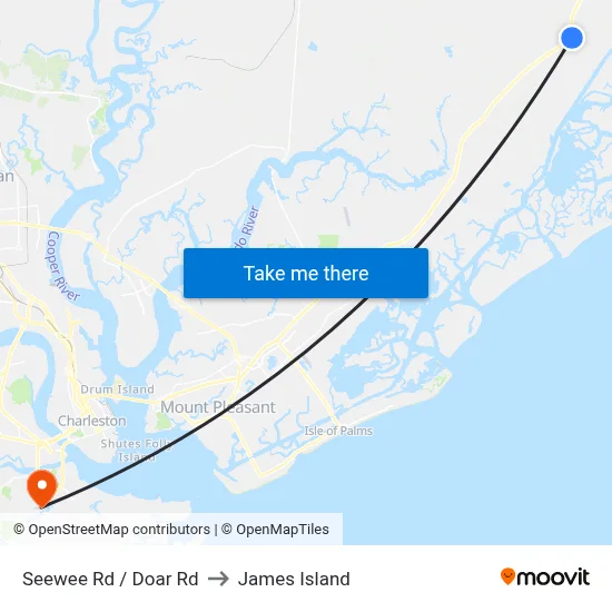 Seewee Rd / Doar Rd to James Island map