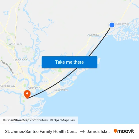 St. James-Santee Family Health Center to James Island map