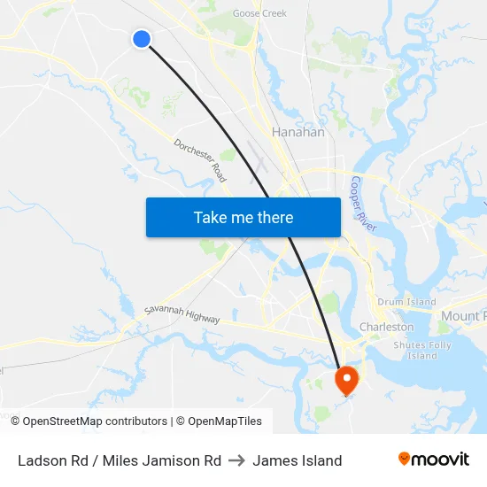 Ladson Rd / Miles Jamison Rd to James Island map