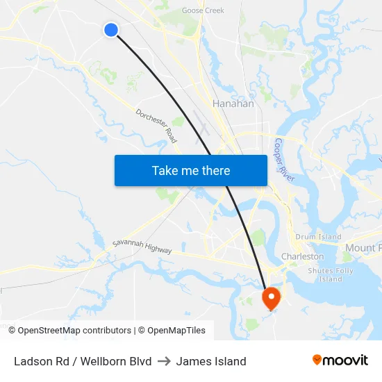Ladson Rd / Wellborn Blvd to James Island map