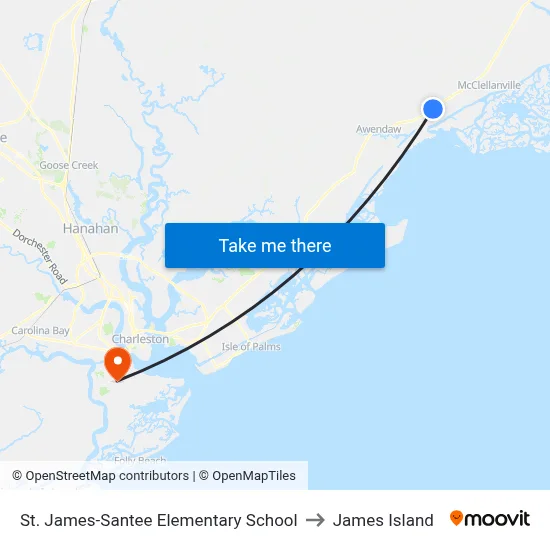 St. James-Santee Elementary School to James Island map