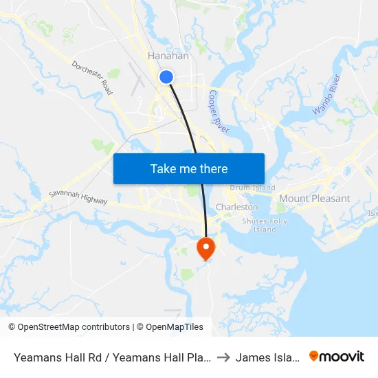 Yeamans Hall Rd / Yeamans Hall Plaza to James Island map