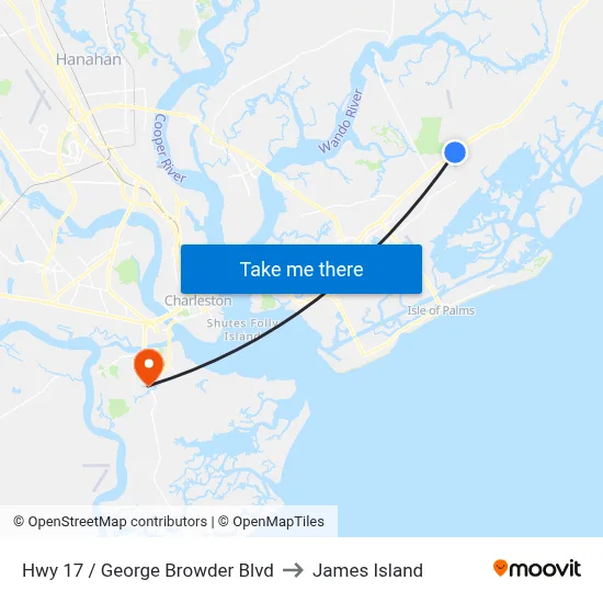 Hwy 17 / George Browder Blvd to James Island map
