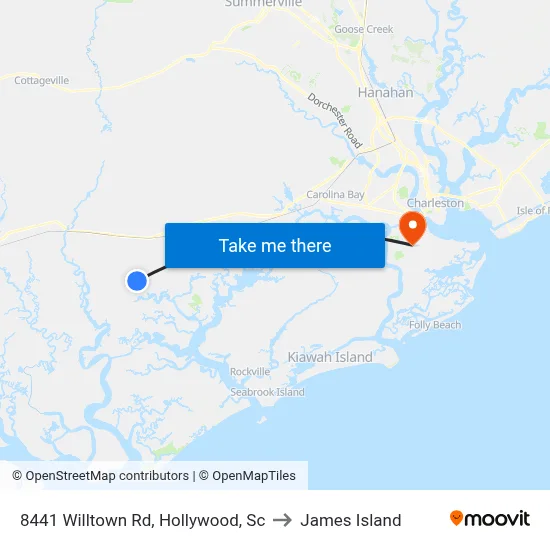 8441 Willtown Rd, Hollywood, Sc to James Island map