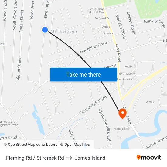 Fleming Rd / Stircreek Rd to James Island map