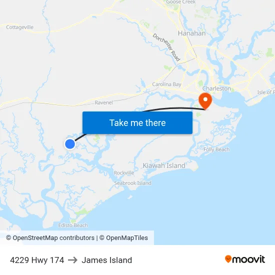 4229 Hwy 174 to James Island map