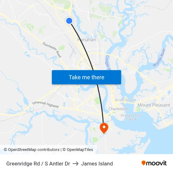 Greenridge Rd / S Antler Dr to James Island map