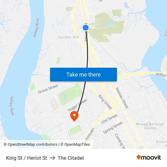 King St / Heriot St to The Citadel map