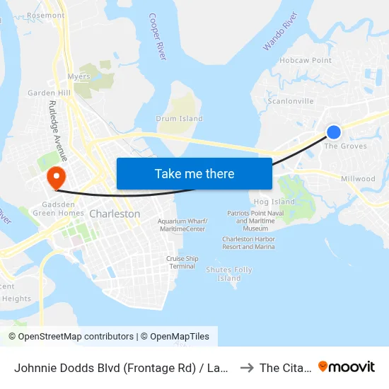 Johnnie Dodds Blvd (Frontage Rd) / Lansing Dr to The Citadel map