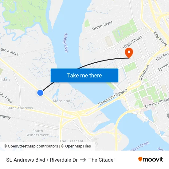 St. Andrews Blvd / Riverdale Dr to The Citadel map