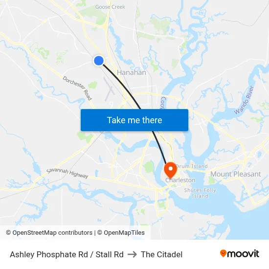 Ashley Phosphate Rd / Stall Rd to The Citadel map