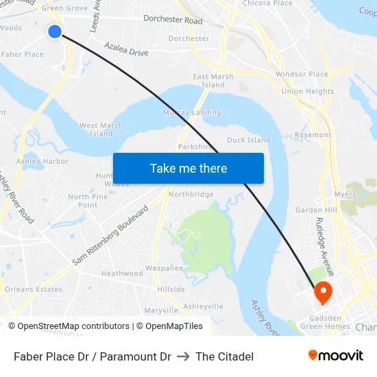 Faber Place Dr / Paramount Dr to The Citadel map