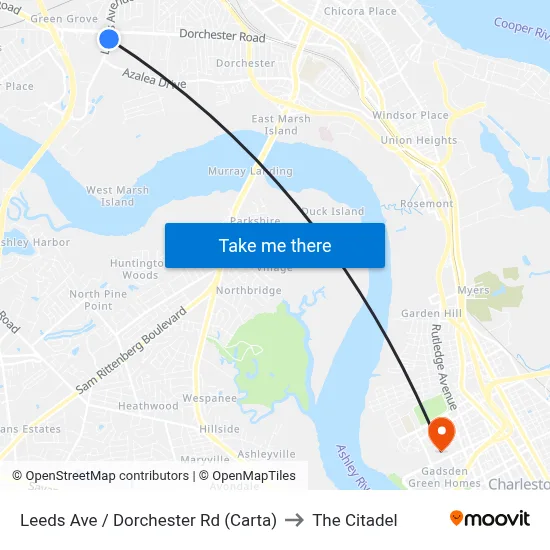 Leeds Ave / Dorchester Rd (Carta) to The Citadel map