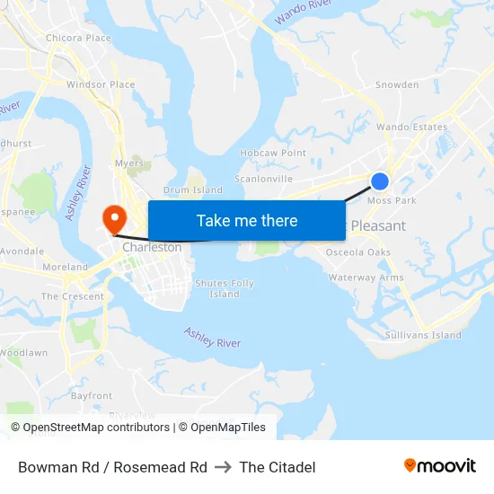 Bowman Rd / Rosemead Rd to The Citadel map