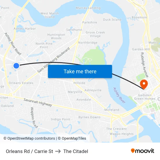 Orleans Rd / Carrie St to The Citadel map