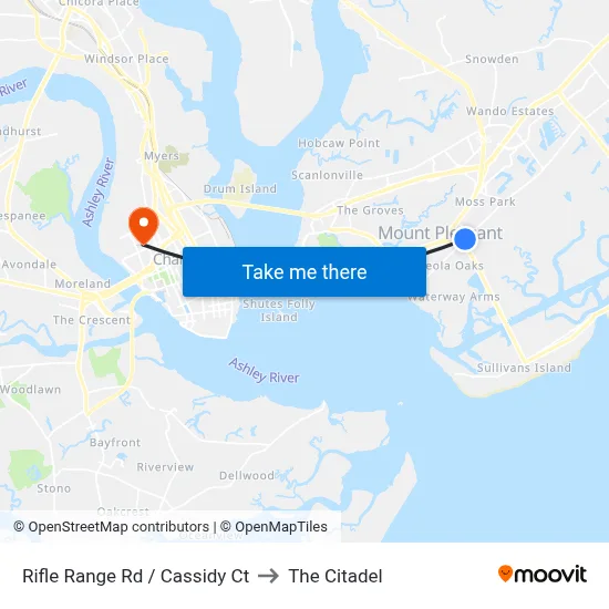 Rifle Range Rd / Cassidy Ct to The Citadel map