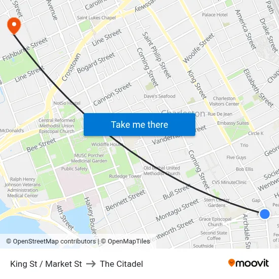 King St / Market St to The Citadel map