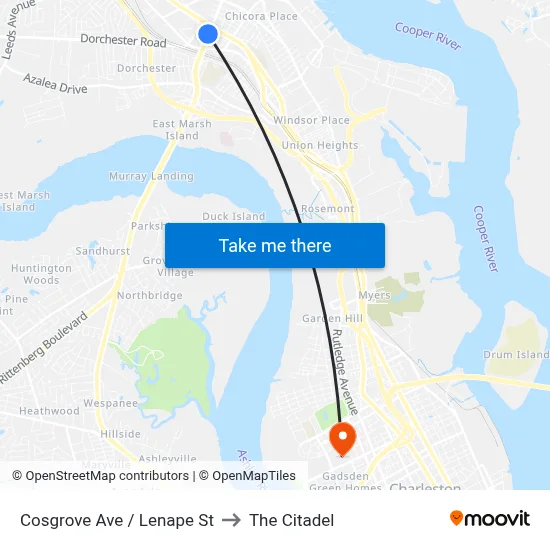 Cosgrove Ave / Lenape St to The Citadel map