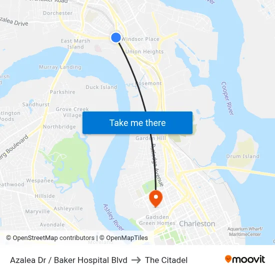 Azalea Dr / Baker Hospital Blvd to The Citadel map