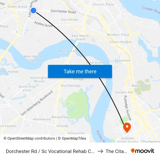 Dorchester Rd / Sc Vocational Rehab Center to The Citadel map