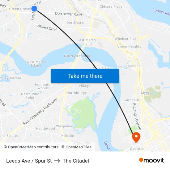 Leeds Ave / Spur St to The Citadel map