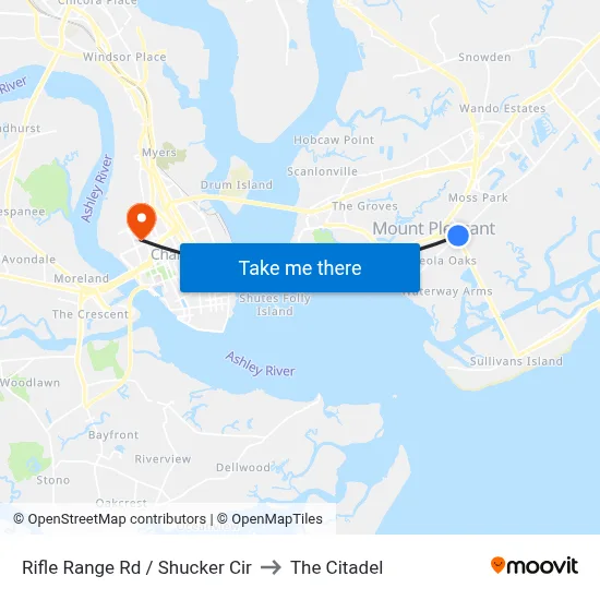 Rifle Range Rd / Shucker Cir to The Citadel map