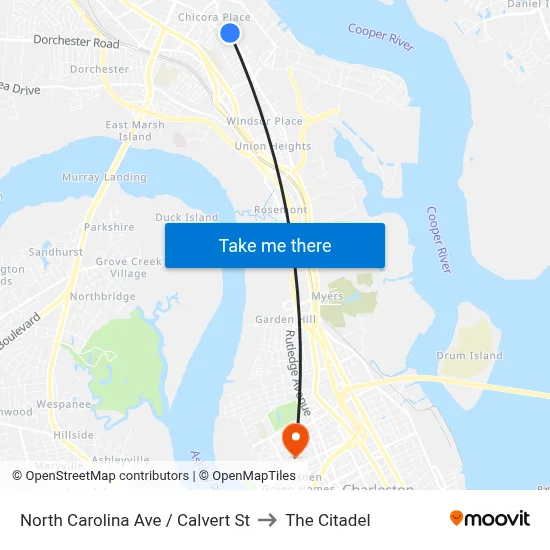 North Carolina Ave / Calvert St to The Citadel map