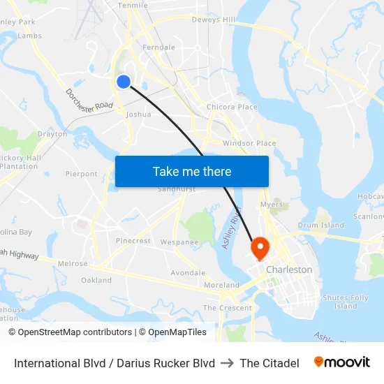 International Blvd / Darius Rucker Blvd to The Citadel map