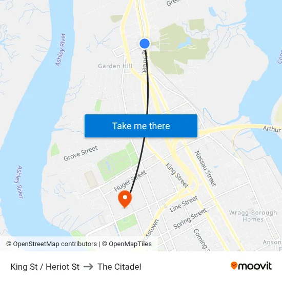 King St / Heriot St to The Citadel map