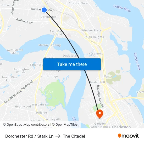 Dorchester Rd / Stark Ln to The Citadel map