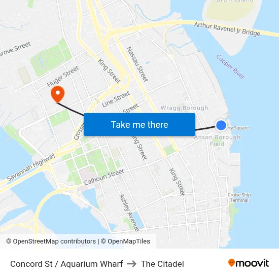 Concord St / Aquarium Wharf to The Citadel map