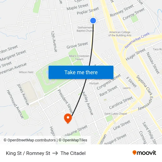 King St / Romney St to The Citadel map