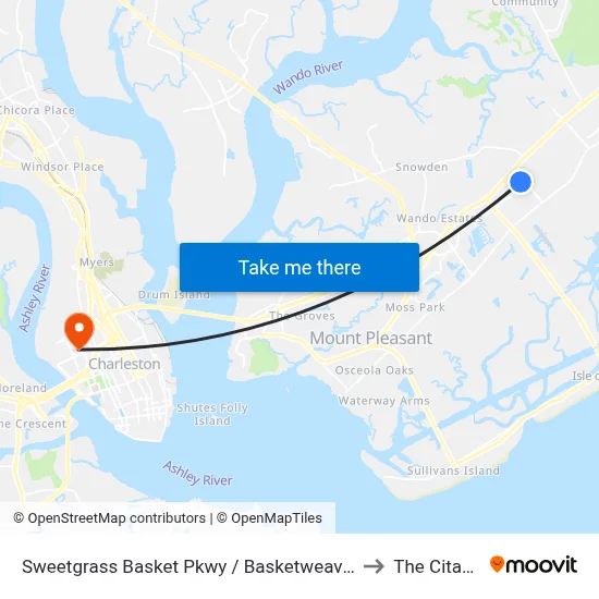 Sweetgrass Basket Pkwy / Basketweave Dr to The Citadel map