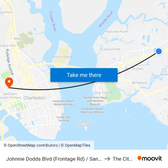 Johnnie Dodds Blvd (Frontage Rd) / Sandlake Rd to The Citadel map