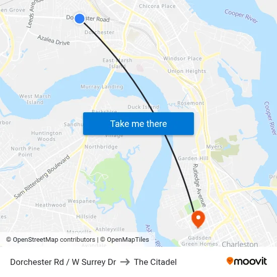 Dorchester Rd / W Surrey Dr to The Citadel map