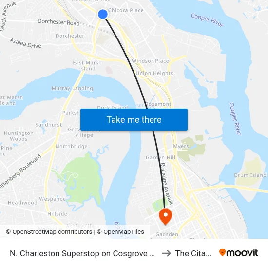 N. Charleston Superstop on Cosgrove Ave to The Citadel map